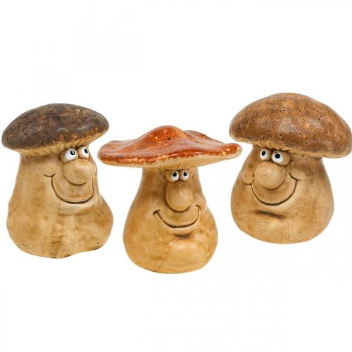 Floristik24 Keramisk dekorativ svamp med ansigtsbrun figur H12cm 3stk