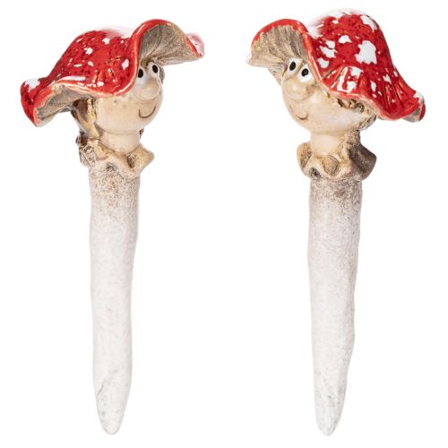 Dekorativ figur af svampeprop, pige og dreng, fluesvamp med ansigt, 13 cm, 2 stk. købe | Floristik24.dk