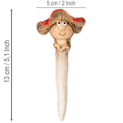 Dekorativ figur af svampeprop, pige og dreng, fluesvamp med ansigt, 13 cm, 2 stk. | Floristik24.dk