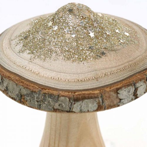 Artikel Træsvampebark og glitter dekorative svampe træ H8,5cm 4 stk