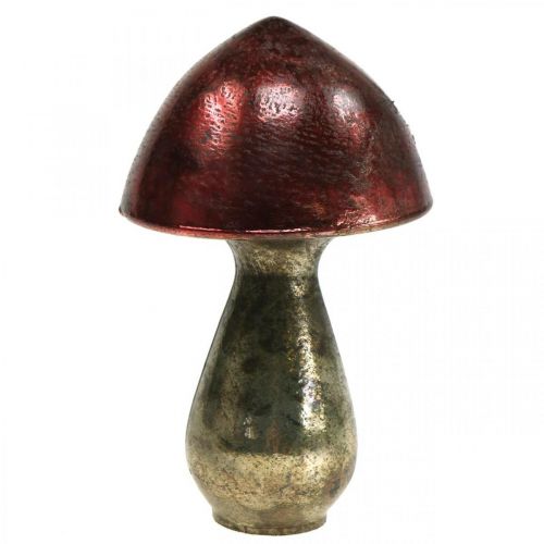 Artikel Dekorationssvamp Rød Stor Glas Efterårsdekoration Ø14cm H23cm