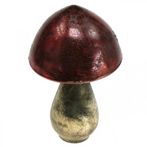 Artikel Dekorationssvamp Rød Stor Glas Efterårsdekoration Ø14cm H23cm