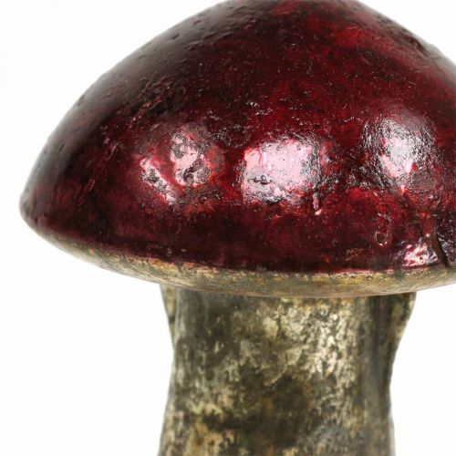 Floristik24 Deco svampe glas rød efterårs dekoration borddekoration Ø6,5cm H10cm 3stk
