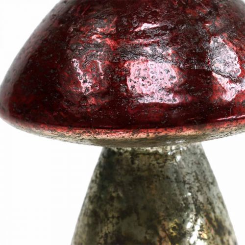 Floristik24 Deco svampe glas rød vintage efterårs dekoration Ø9cm H13,5cm 2stk