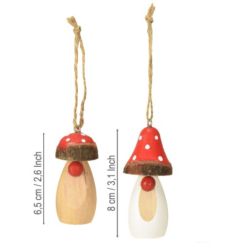 Artikel Svamp til ophæng af træ hvid, brun assorteret 6,5/8cm 8 stk