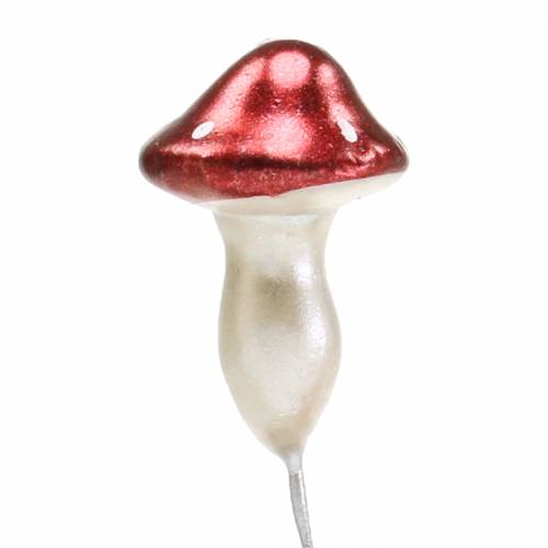 Floristik24 Paddehatte på tråd rød, hvid metallic 2cm 48 stk