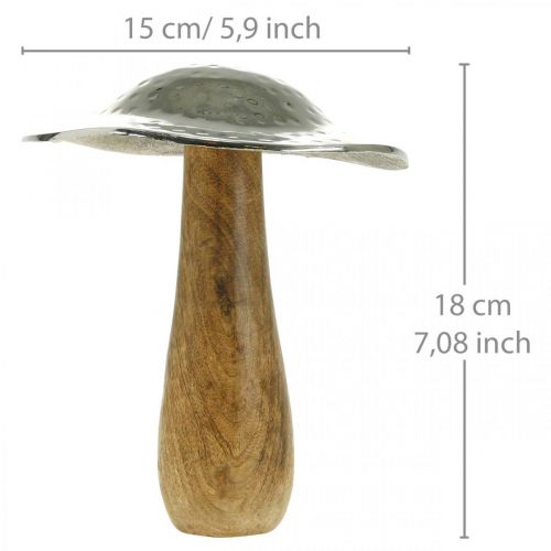 Floristik24 Dekorativ svamp metal træ sølv, natur dekorativ figur efterår 18cm