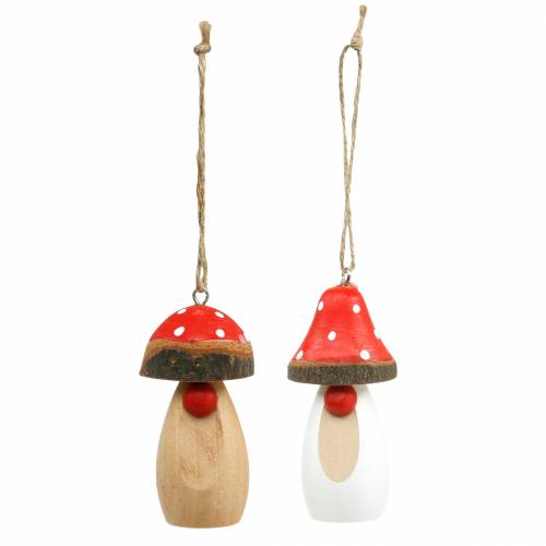 Floristik24 Champignon til at hænge træ hvid, brun assorteret 6,5 / 8cm 8stk