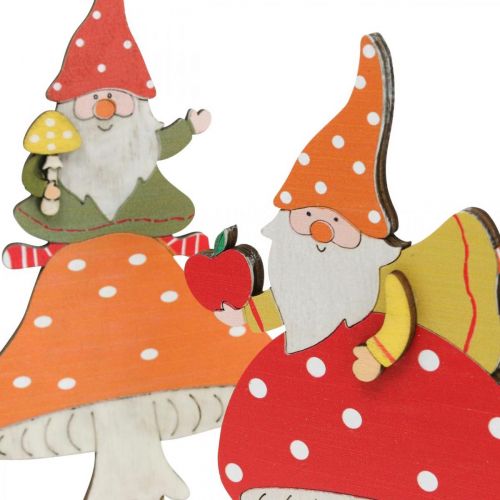 Artikel Fluesvamp til efterår, trædekoration, nisse på champignon orange / rød H21 / 19,5cm 4stk