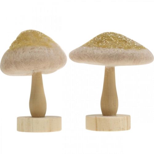 Artikel Deco svampetræ, filt med glitter borddekoration Advent H11cm 4stk