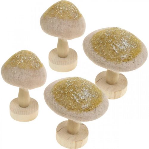 Artikel Deco svampetræ, filt med glitter borddekoration Advent H11cm 4stk