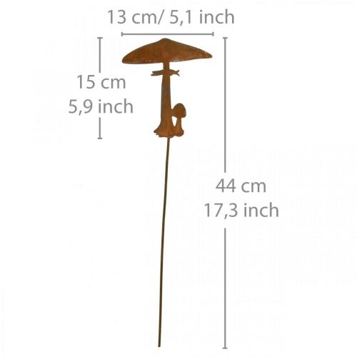 Floristik24 Rust deco svampe havepæl metal efterårsdekoration 44cm