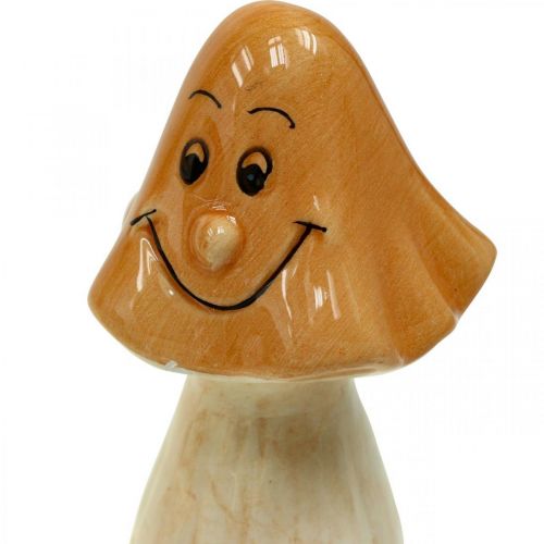 Artikel Dekorative svampe keramiske brune efterårsdekorationsfigurer Ø6cm H10,5cm 3 stk.