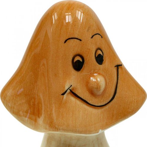 Artikel Dekorative svampe keramiske brune efterårsdekorationsfigurer Ø6cm H10,5cm 3 stk.