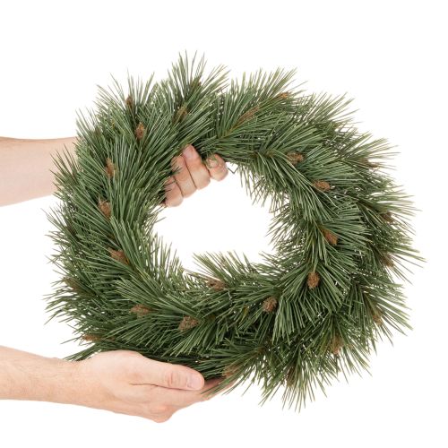 Kunstig krans af fyrregrene med små kogler, 40 cm | Floristik24.dk