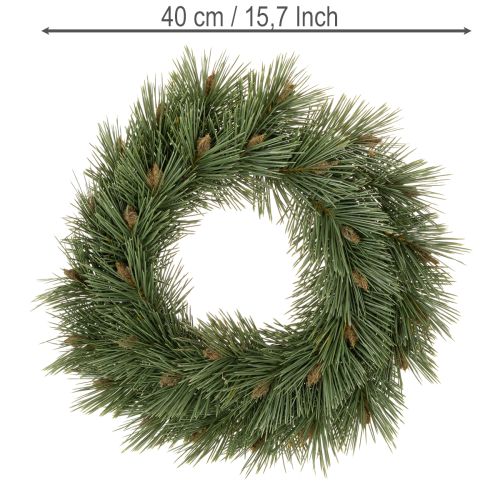 Kunstig krans af fyrregrene med små kogler, 40 cm | Floristik24.dk
