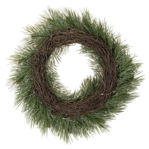 Kunstig krans af fyrregrene med små kogler, 40 cm | Floristik24.dk