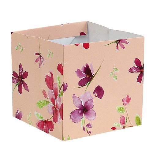 Floristik24 Papirpose 12 cm x 12 cm lyserød med mønster 8stk