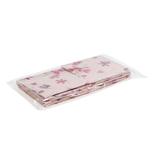 Floristik24 Papirpose 12 cm x 12 cm lyserød med mønster 8stk