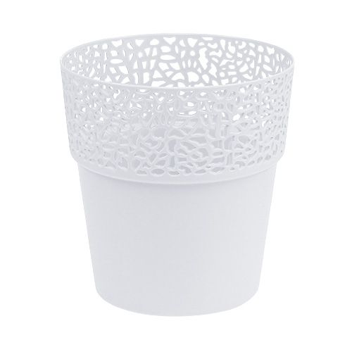 Floristik24 Plastkasse hvid Ø14,5cm H15,5cm 1 stk
