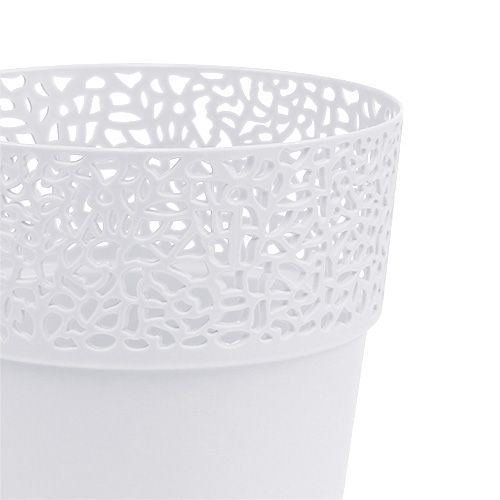 Floristik24 Plastkasse hvid Ø14,5cm H15,5cm 1 stk