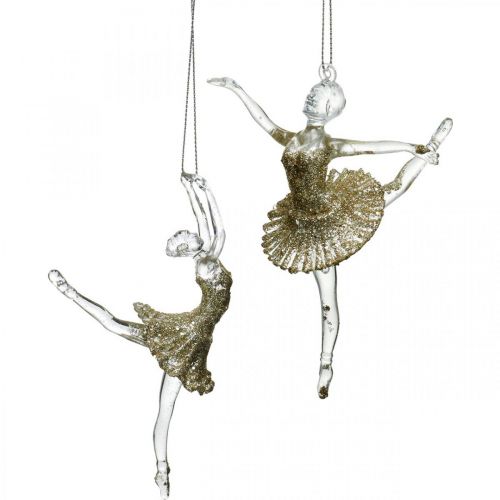 Floristik24 Dekorativ bøjledanser, juletræsdekoration, ballerina til ophæng H14/13cm 2 stk.