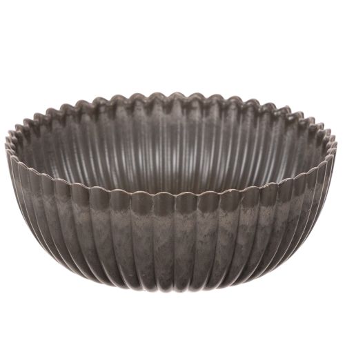 Ribbet skål, antracit, dekorativ skål, rund, 15 cm, 2 stk. købe | Floristik24.dk