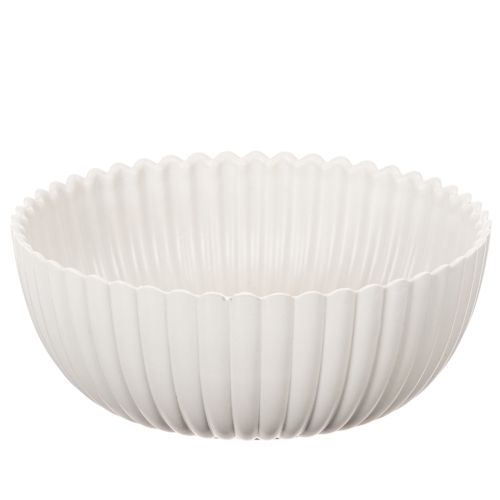 Rund, ribbet skål i hvid til alsidig dekoration, 15 cm, 2 stk.