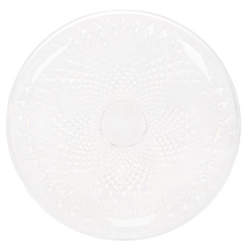 Dekorativ gennemsigtig rund skål med fod, 32 cm