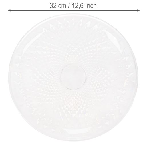 Dekorativ gennemsigtig rund skål med fod, 32 cm | Floristik24.dk