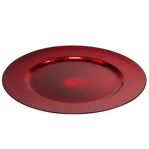 Floristik24 Plastplade Ø33cm rød med glaseret effekt