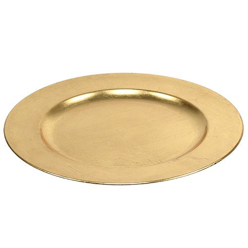 Floristik24 Plastplade Ø33cm guld med bladguld effekt