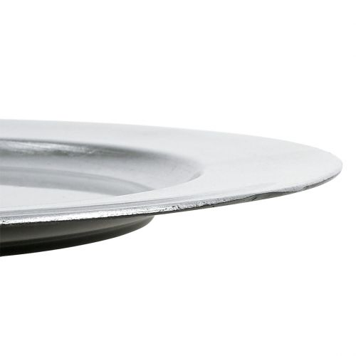 Artikel Plastplade sølv Ø33cm med glasur effekt