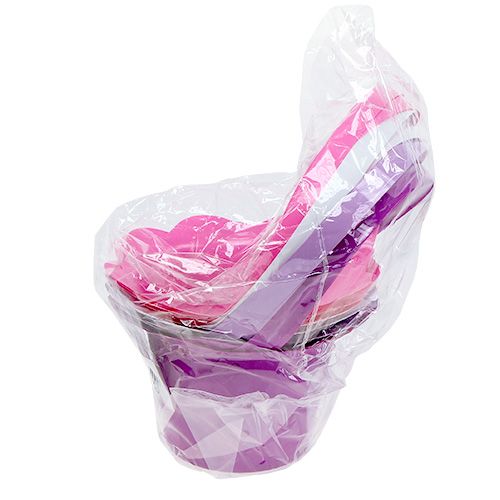 Floristik24 Plastkrukke med håndtag farvet Ø15cm H9,5cm 10stk