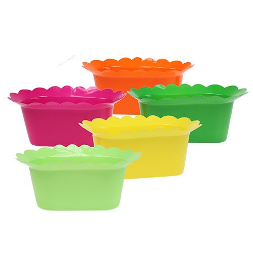 Floristik24 Plastkande oval farvet sortiment. 22x12cm 10 stk