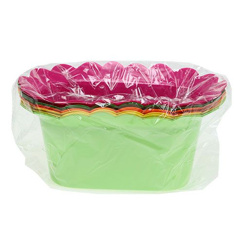 Floristik24 Plastkande oval farvet sortiment. 22x12cm 10 stk