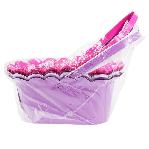 Floristik24 Plastgryde oval med håndtag flerfarvet 21,5cm x 11cm 10stk