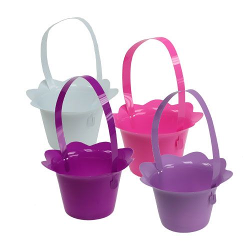 Floristik24 Plastkrukke med håndtag farvet Ø15cm H9,5cm 10stk