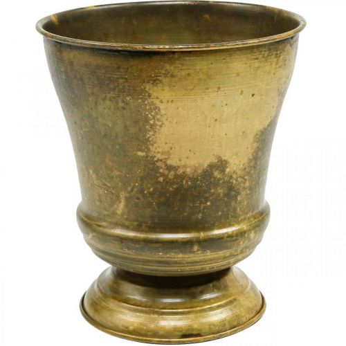 Vintage plantekasse metal kop vase messing Ø17cm H19cm