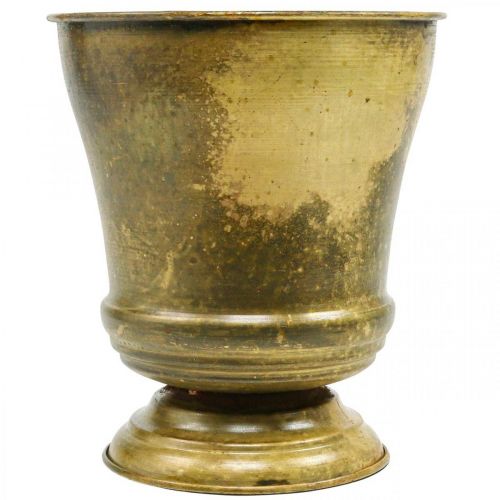 Vintage plantekasse metal kop vase messing Ø17cm H19cm | Floristik24.dk