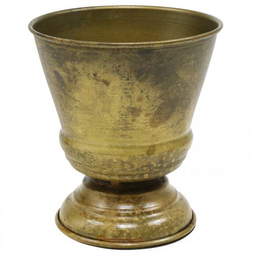 Vintage plantekasse metal kop vase messing Ø11.5cm H13.5cm