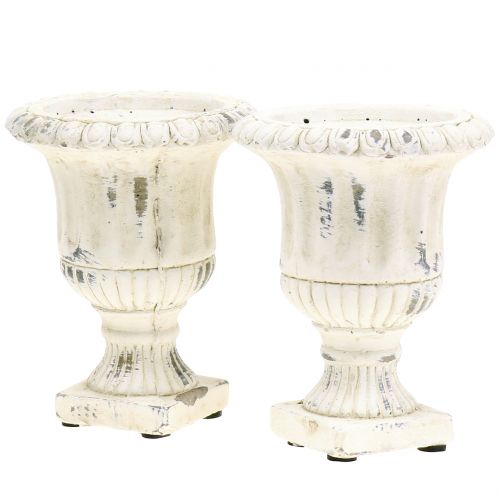 Floristik24 Cup Antique Stone Casting Cream Ø9cm H12cm 2pcs