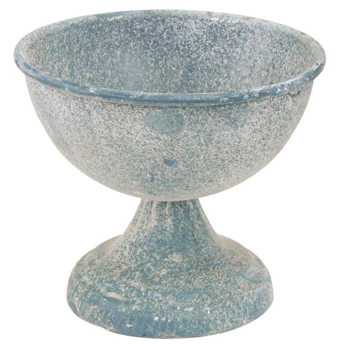 Floristik24 Kopskål Lille Metal Blå Hvid Antik Ø12cm H10,5cm 2stk