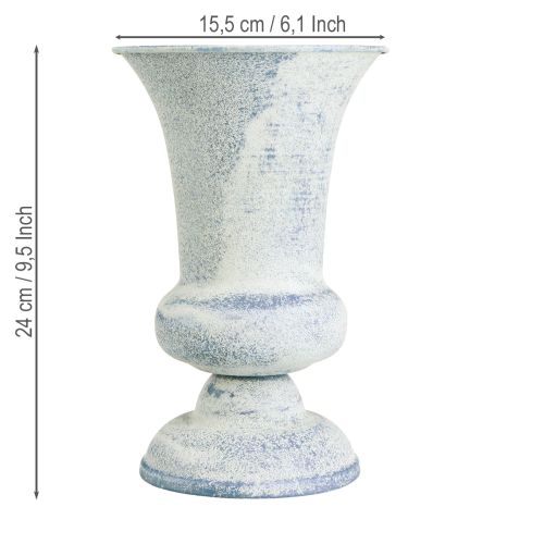 Artikel Pokal Vase Kalk Design Antik Hvid Blå Ø16,5cm H24cm