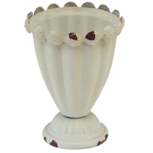 Floristik24 Kop vase metal dekorativ kop creme brun Ø9cm H13cm