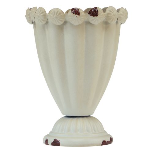 Artikel Kop vase metal dekorativ kop creme brun Ø9cm H13cm