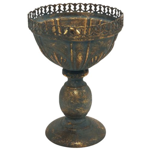 Kop vase metal dekorativ trofæ guldgrå antik Ø15,5cm H22cm