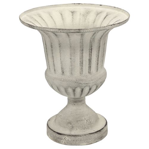 Floristik24 Kop Vase Metal Deco Shabby Chic Hvid Grå H24cm Ø20cm