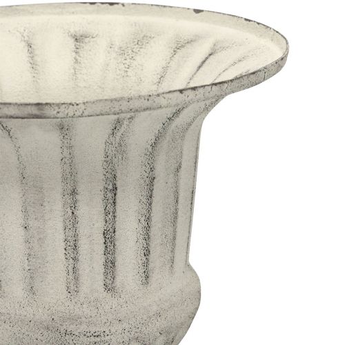 Floristik24 Kop Vase Metal Deco Shabby Chic Hvid Grå H24cm Ø20cm