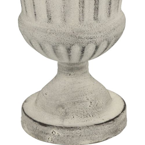 Floristik24 Kop Vase Metal Deco Shabby Chic Hvid Grå H24cm Ø20cm